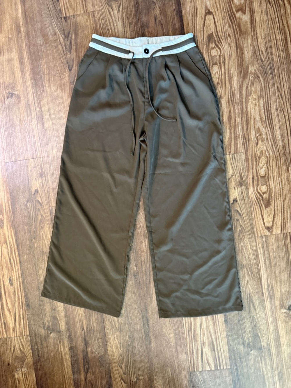 Wide leg drawstring pants